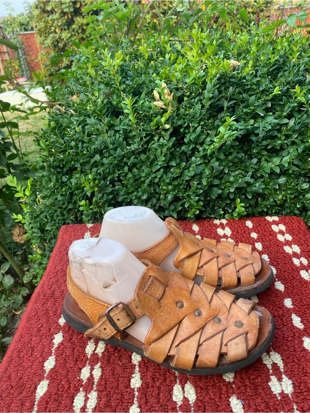 Real Genuine Men’s Brown Leather Fisherman Sandals Size 7
